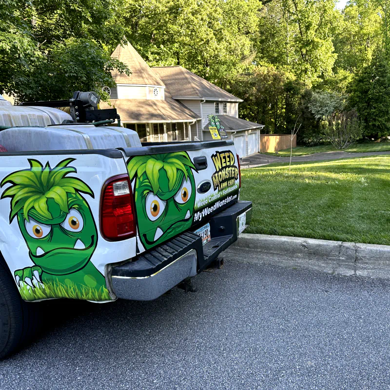 service truck parked near the clients lawn